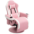 Manual Recliner Armchair with Adjustable Leg Rest, 135° Recline & 360° Swivel - Pink