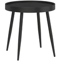 49.5 cm Round Garden Table, Small Outdoor Coffee Side Table with Plastic Tray-Style Top, Metal Legs, Black