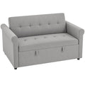 Two-Seater Velvet-Feel Sofa Bed - Grey