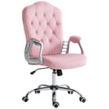 Velvet-Feel Work Chair with Diamante Back - Pink