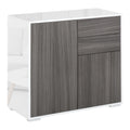 High Gloss Frame Sideboard with 2 Drawers Push-Open Design for Living Room & Bedroom - Grey
