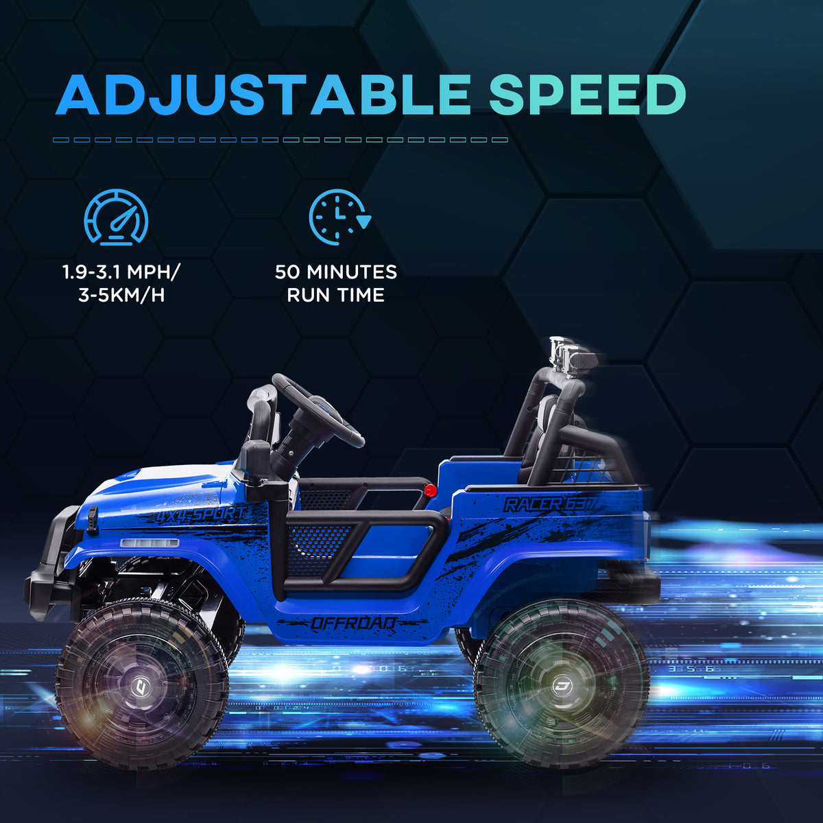 12V Kids Electric Ride-On Truck with Remote, Suspension, Music & Lights - Blue
