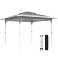3.5 x 3.5 m Pop Up Gazebo with One-Push Setup, UPF50+ Double Tier Garden Party Tent Marquee with Carry Bag, Dark Grey