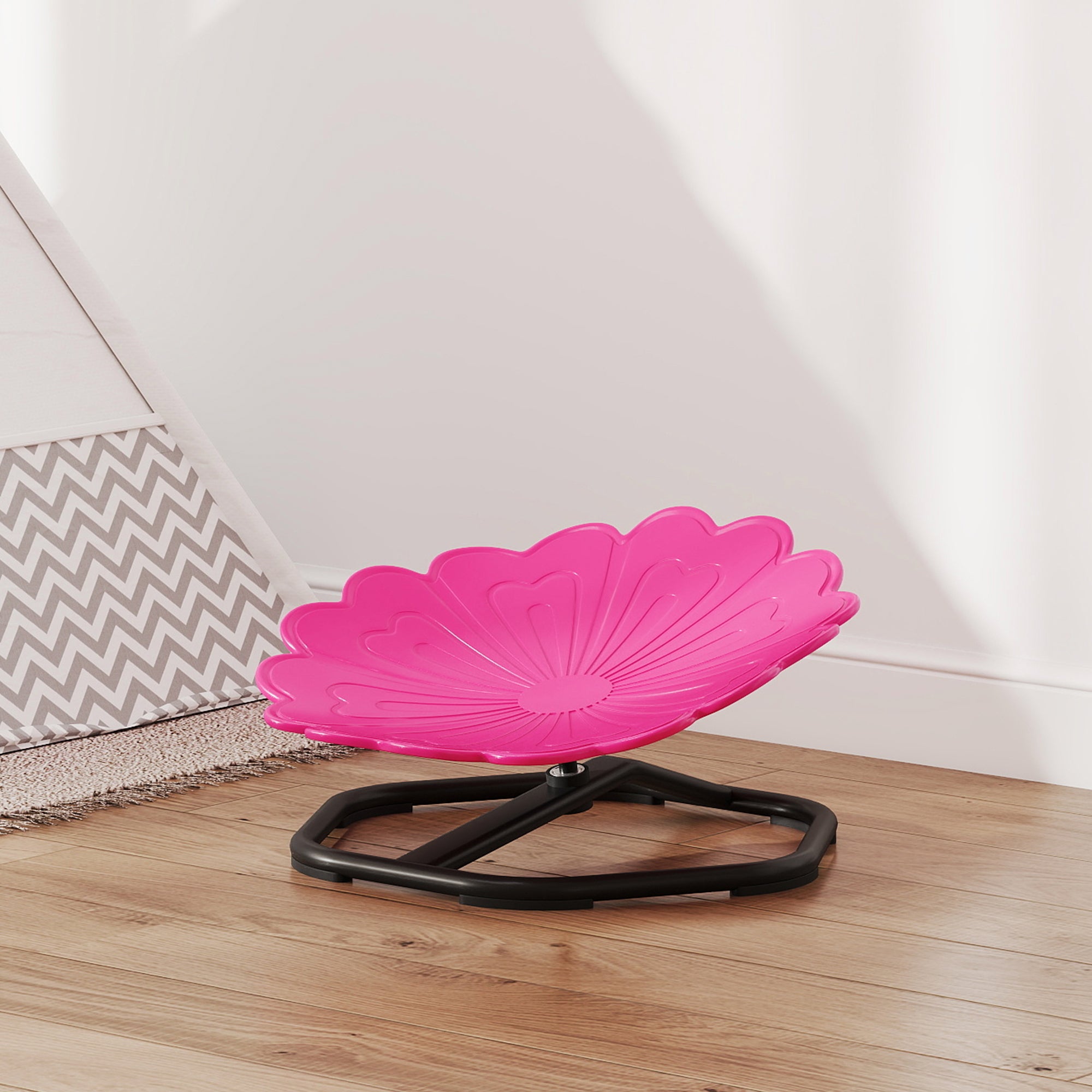 Flower-Shaped Sensory Spinning Chair with Non-Slip Base for Balance/Coordination, Pink