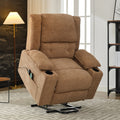 Power Lift Riser Recliner Chair with Heat, Massage & Cup Holders - Light Brown Fabric
