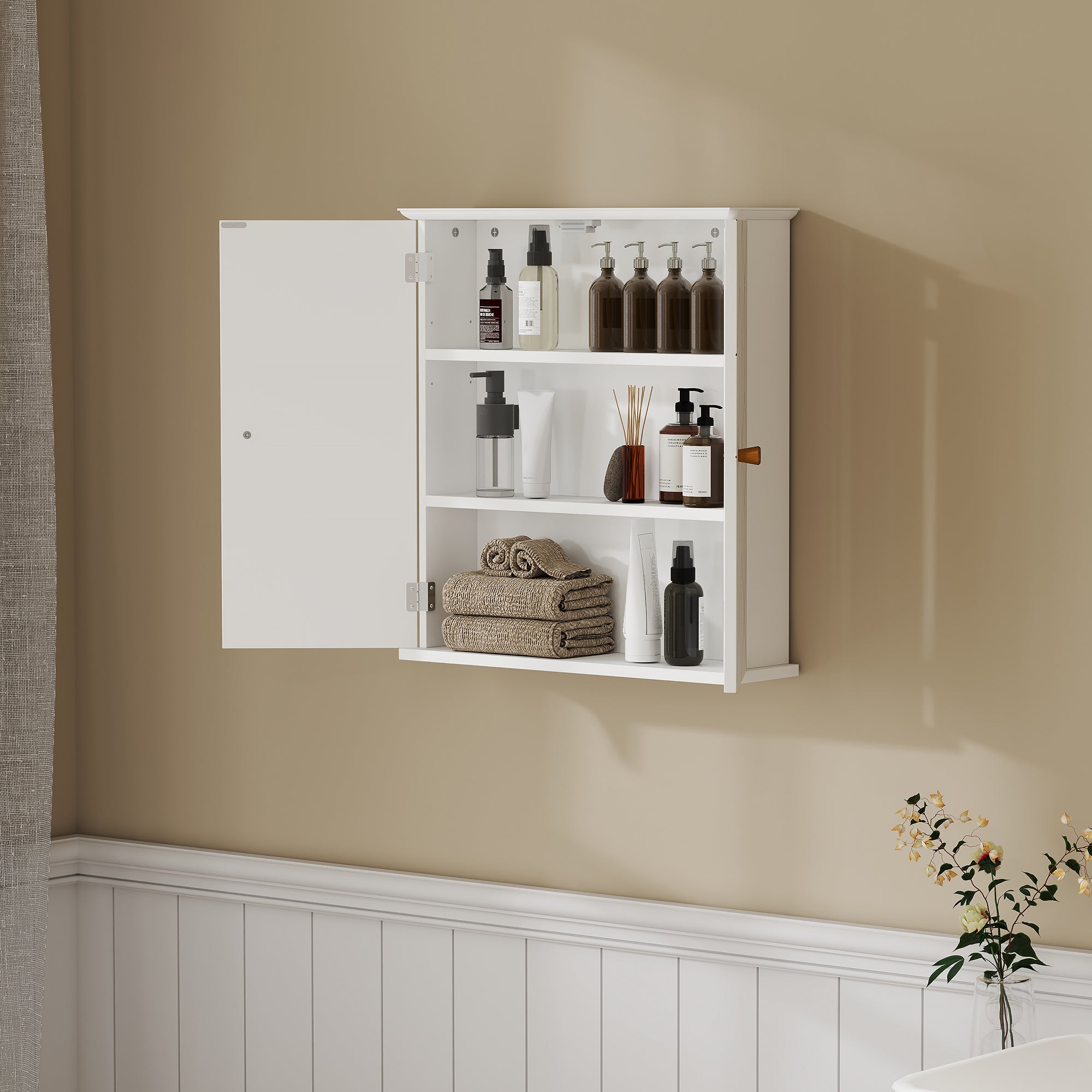 Bathroom Cabinet Wall Mounted, Bathroom Wall Cabinet Medicine Cabinet with 2 Doors, Adjustable Shelf, White