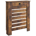 95.5H x 78Wcm Radiator Cover, with Drawer - Rustic Brown