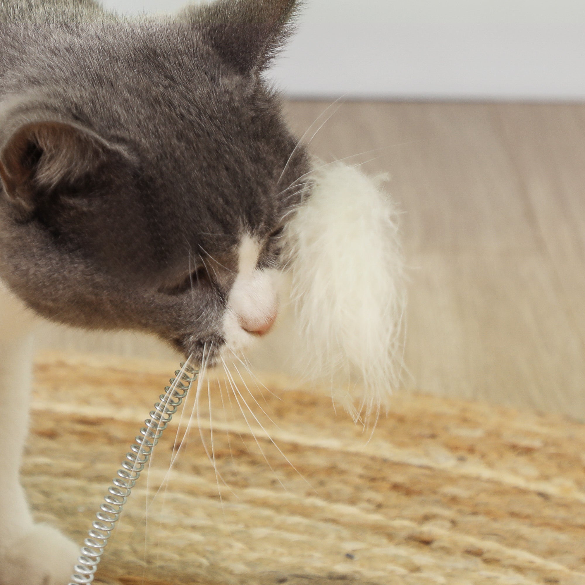 49cm 5 in 1 Cat Scratching Post with Sisal Post, Track Ball, Self Grooming Brush, Hanging Toy Ball, Feather, Oak Tone