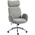 Office Chair with Adjustable Headrest, Spring Pack, Curved Line, Boucle Fabric - Charcoal Grey