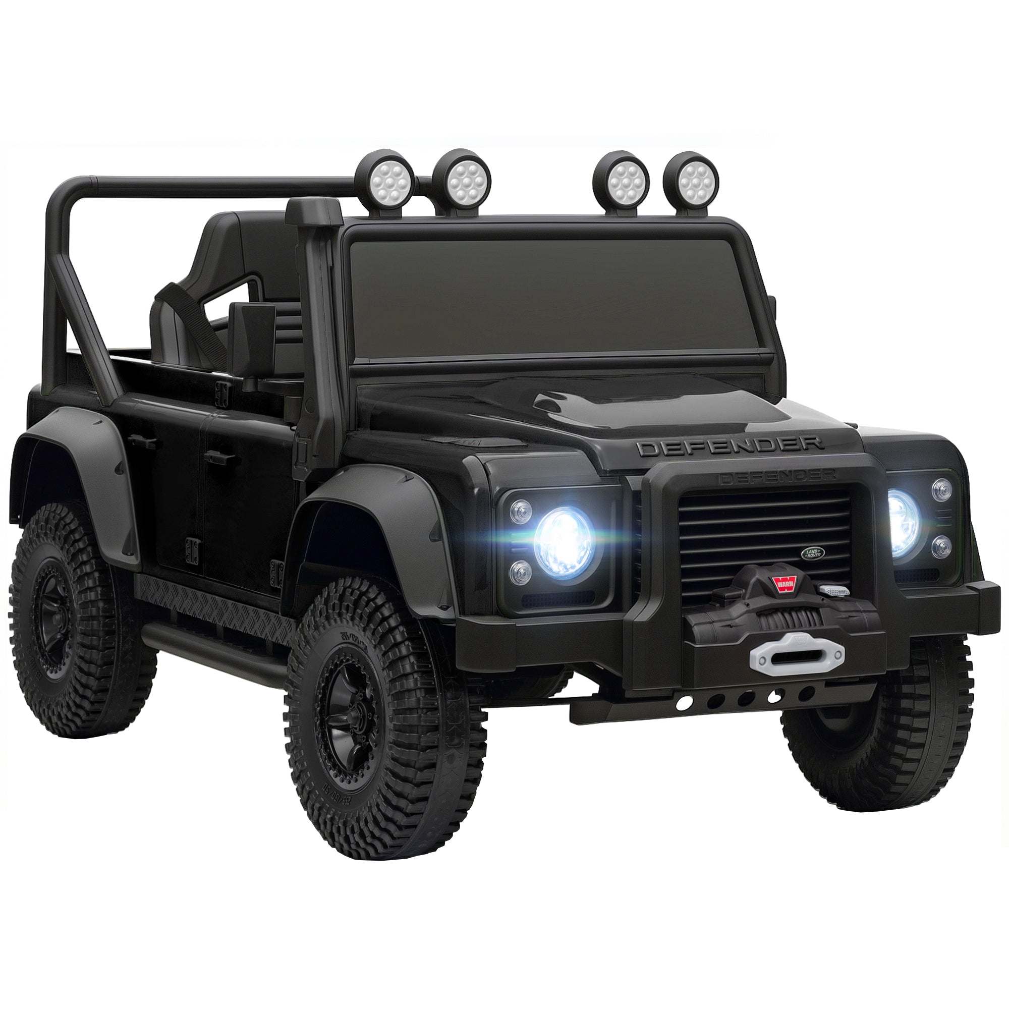 Kids Ride On Car with Remote Control, Music, Horn, 4 Spring Suspension Wheels, LED Lights for 3-5 Years Old, Black