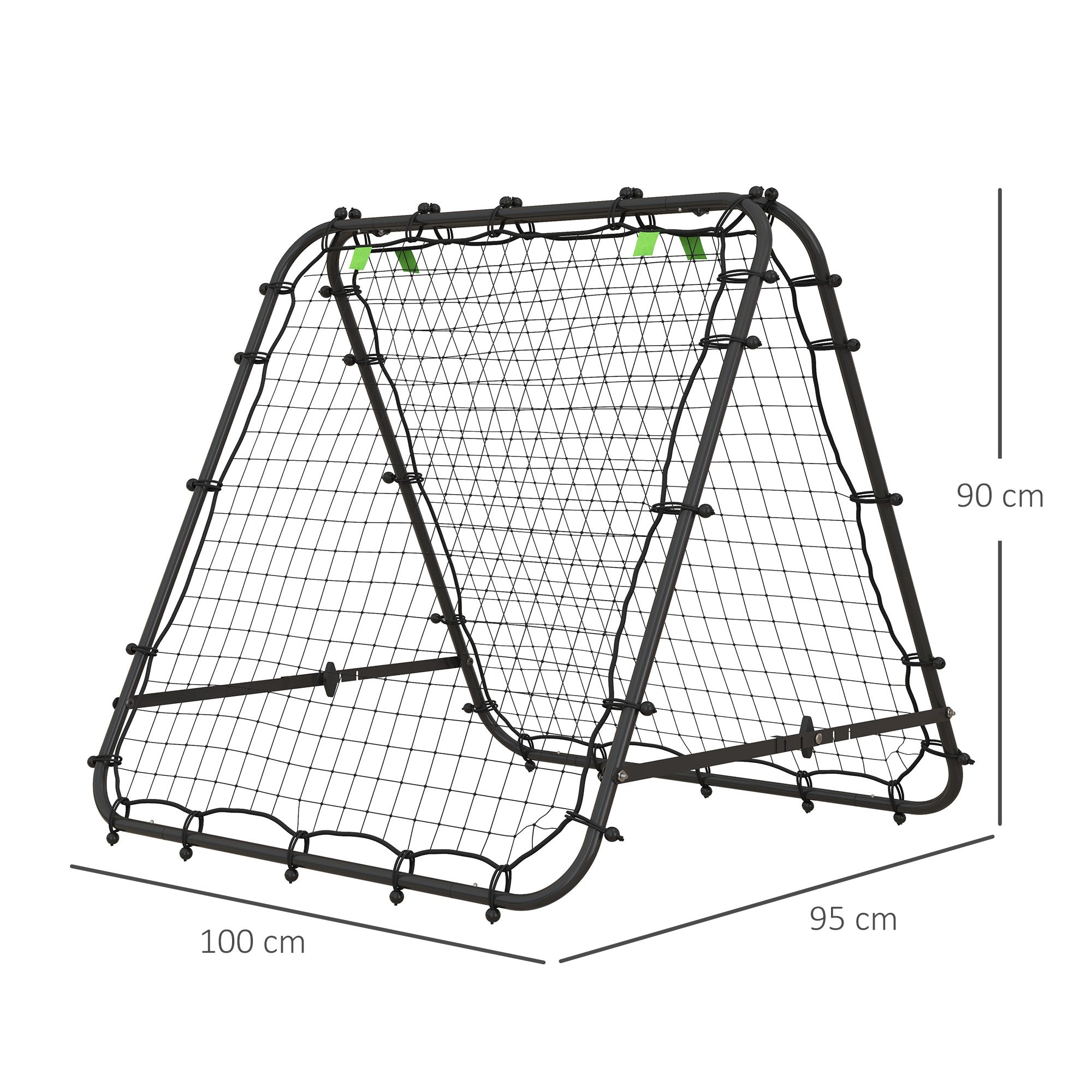 Double Sided Football Rebounder Net, Football Rebound Goal with 5 Adjustable Angles, Black