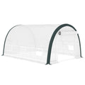 4 x 3 Metre Walk-In Polytunnel Greenhouse with Galvanised Steel Frame - White