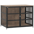 Extra Large Dog Crate Furniture with Anti-Chew Mesh & Anti-Escape Door, 118x80x92 cm - Walnut Brown