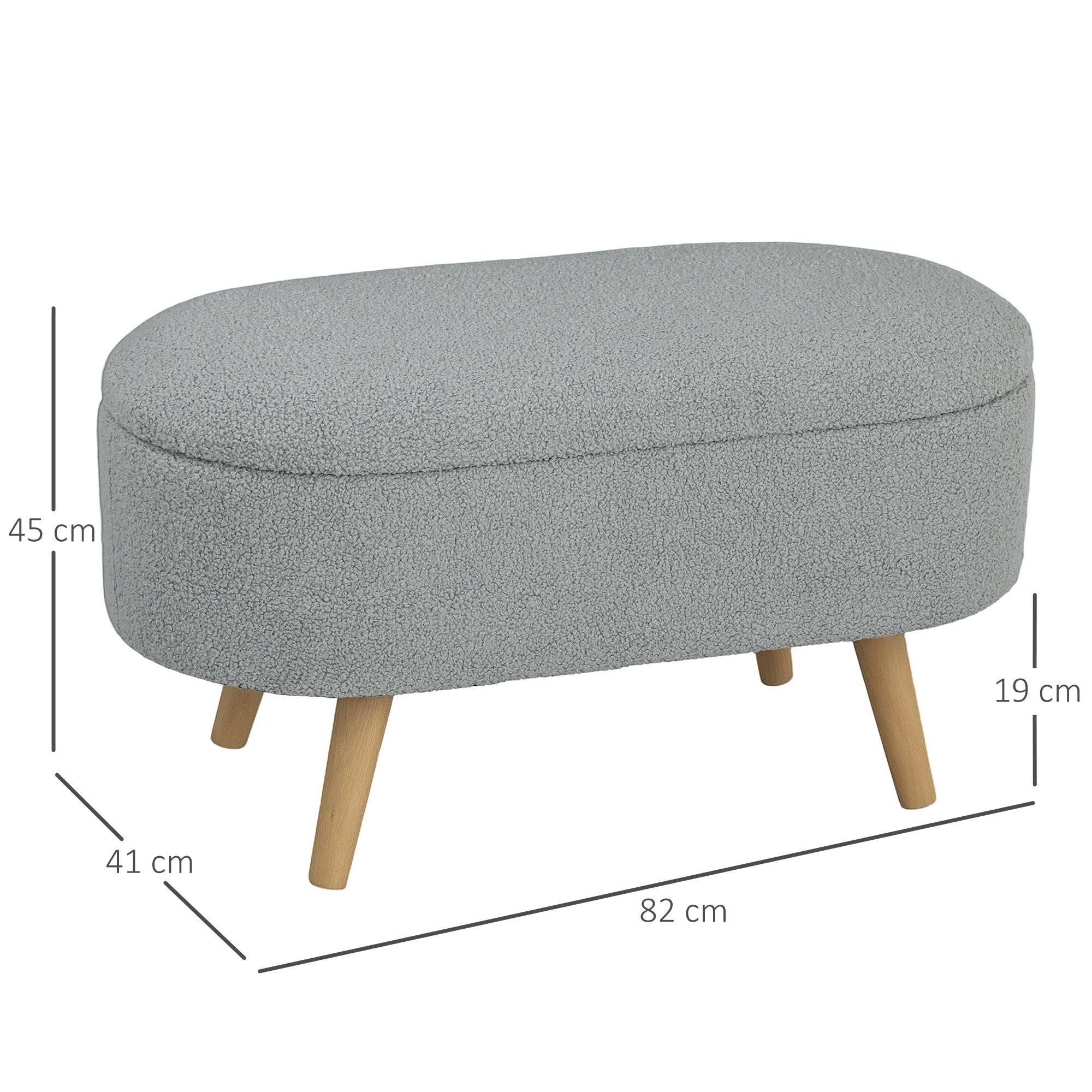 Teddy Fleece Storage Ottoman - Grey