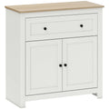 Sideboard Storage Cabinet, Modern Kitchen Cupboard with Adjustable Shelf, Drawer and Double Doors, Cream White