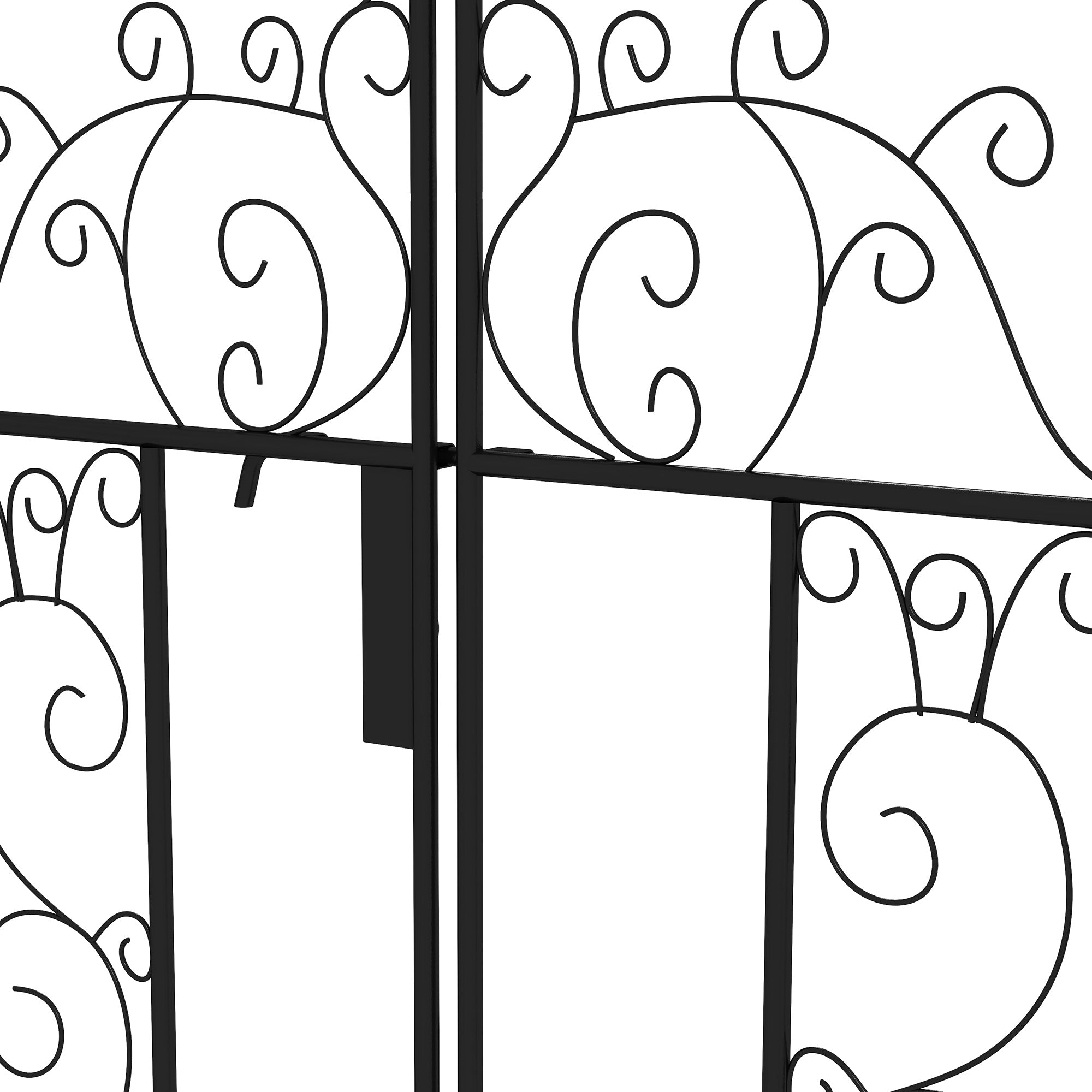 Outdoor Garden Arch with Double Gates Metal Arbor for Climbing Plants Black