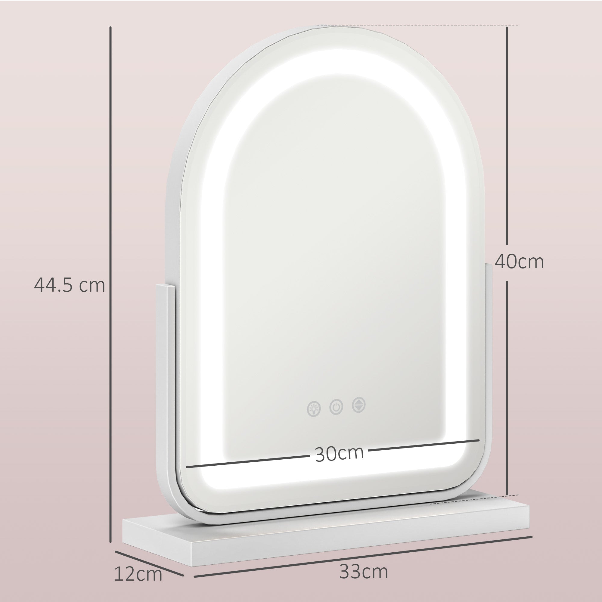33 x 44.5cm LED Vanity Mirror with Adjustable Lighting - White