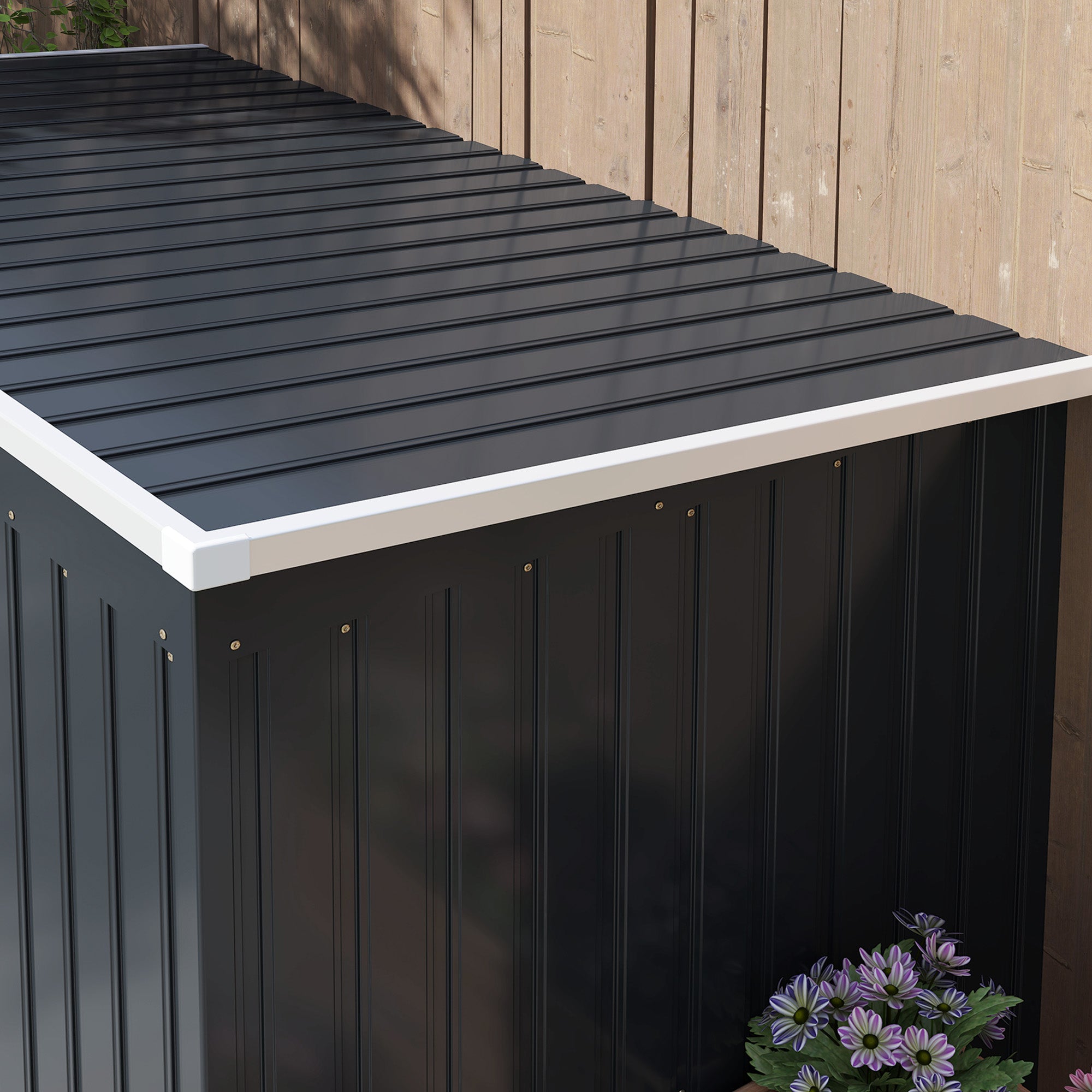 7 x 4ft Galvanised Steel Garden Shed with Foundation Kit - Dark Grey
