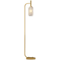 Modern Floor Lamp with Glass Lampshade and Foot Switch for Living Room & Bedroom - Gold Tone