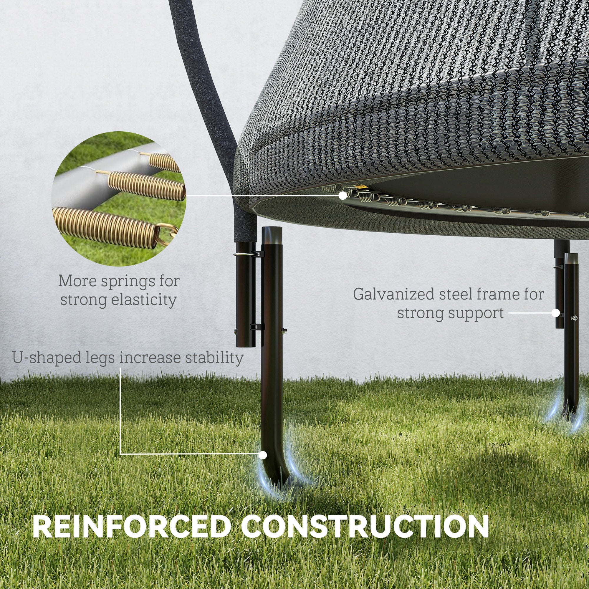 10ft Trampoline with Enclosure Net and Spring Cover, Outdoor Trampoline Garden Jumping Mat, Black