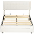 Double Ottoman Bed Frame, with Front Drawer - Cream
