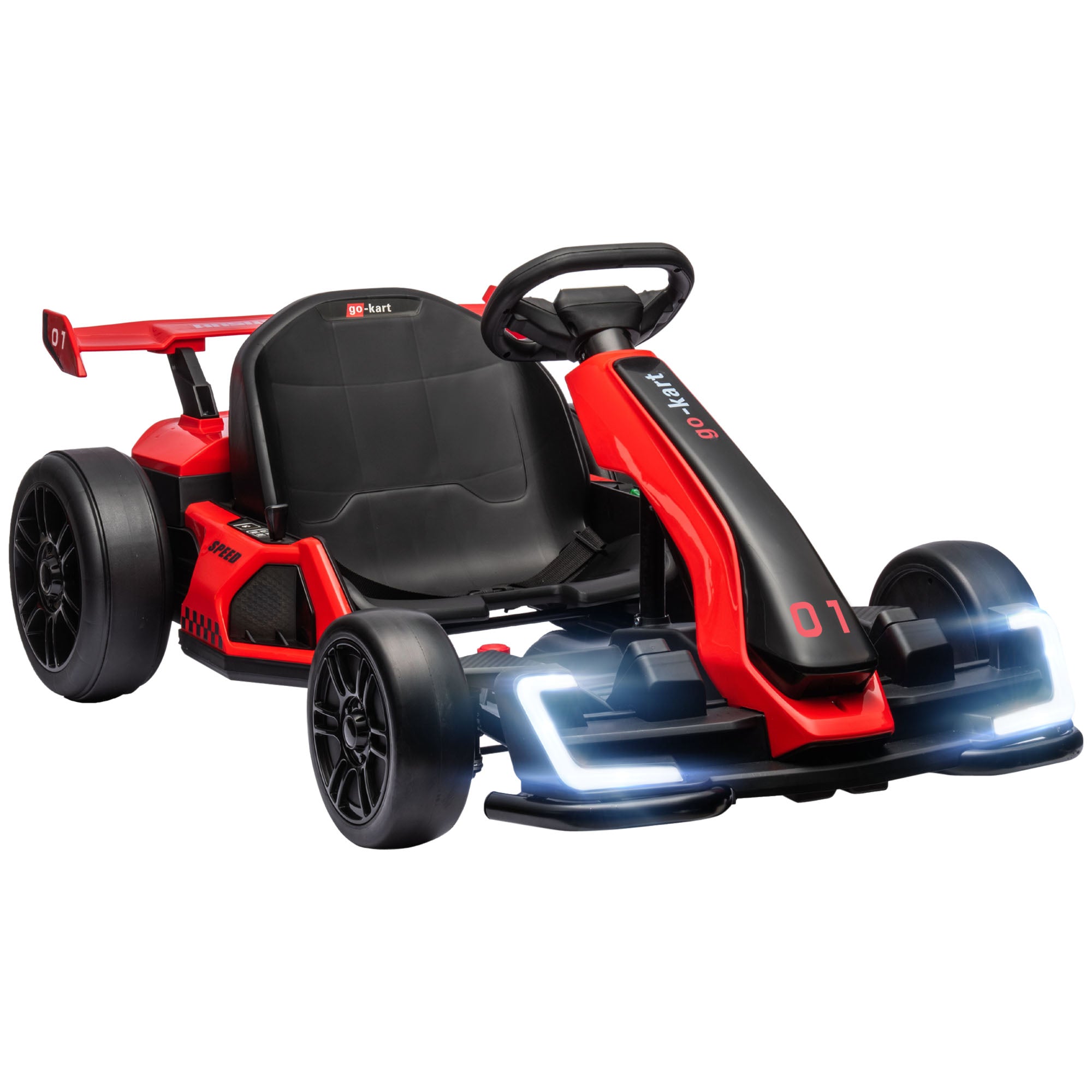 24V Electric Go Kart for Kids with Adjustable Seat for 6-12 Years, Red