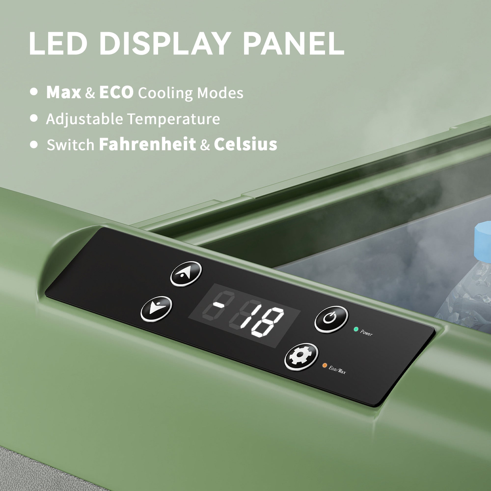 40L Portable Car Refrigerator - Light Green and Grey