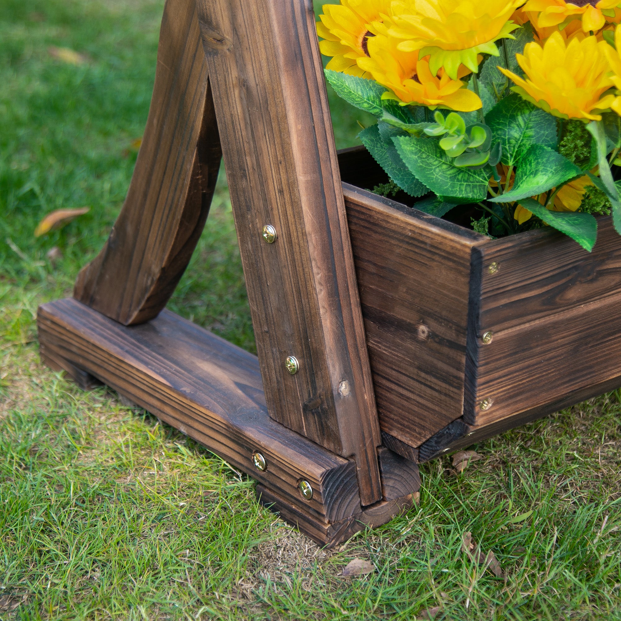 3-Tier Raised Garden Bed Freestanding Outdoor Wooden Flower Rack Vertical Flower Pot Stands, 61 x 48 x 118 cm