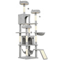 Cat Tree, 192 cm Large Multi-Level Cat Tower for Indoor Kittens with 8 Scratching Posts, 3 Plush Beds, 2 Hammocks