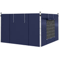 Set of 2 Gazebo Side Walls with Windows and Doors for 3x3/3x6m Canopy - Blue