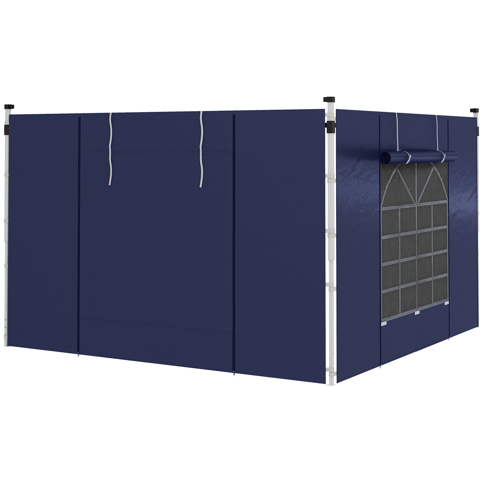 Set of 2 Gazebo Side Walls 210D Oxford Cloth Blue with Windows and Doors