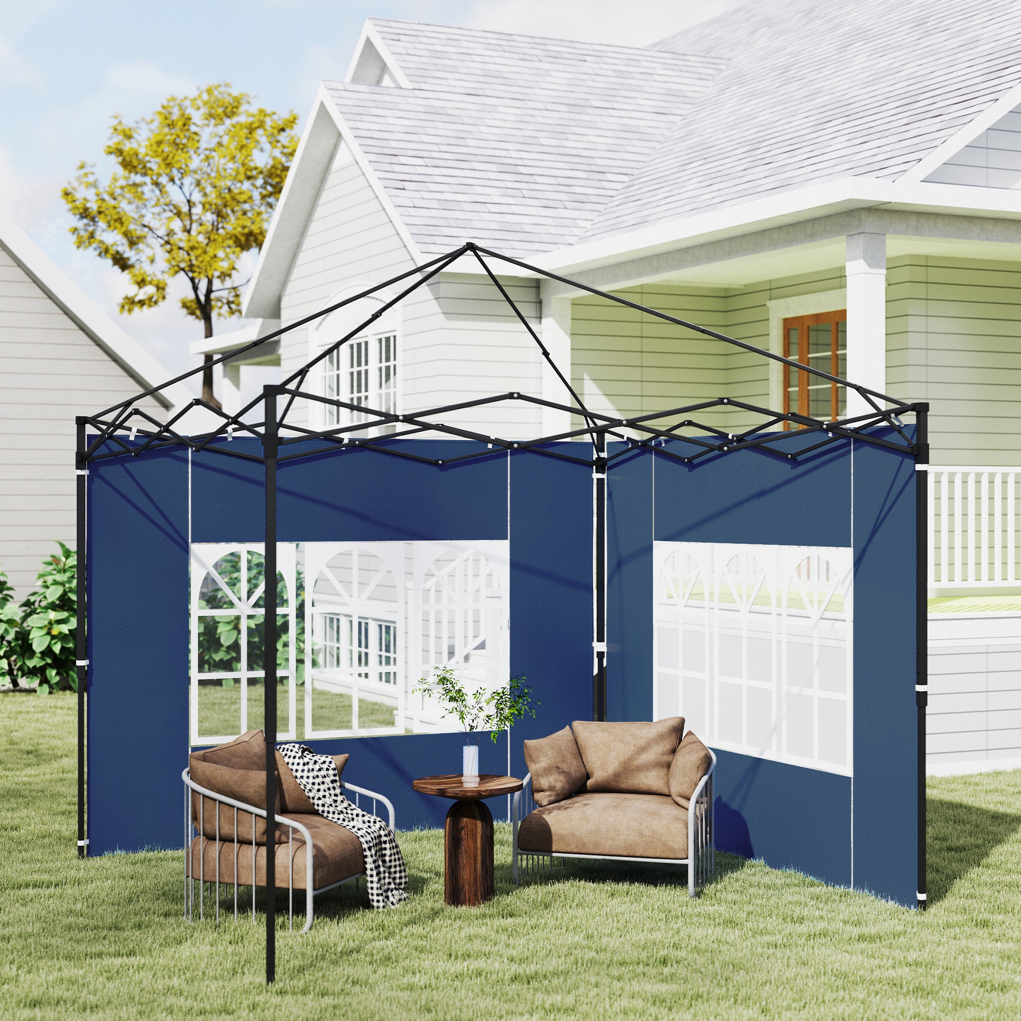 Set of Two 3 x 3(m) Gazebo Frame Replacement Walls - Blue