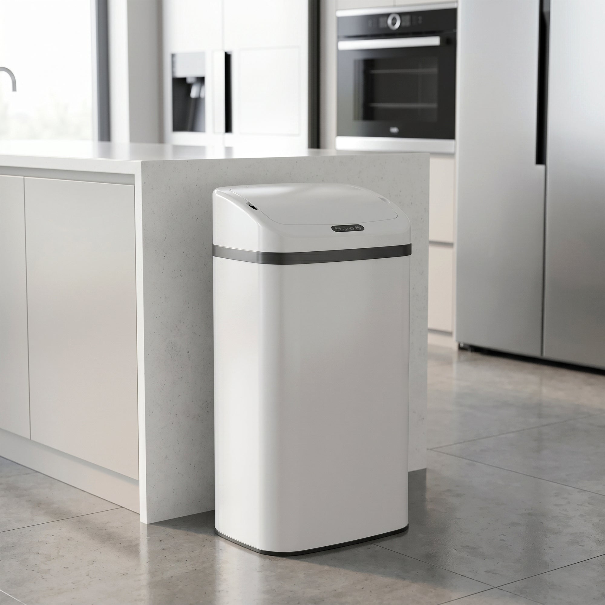 48L Stainless Steel Sensor Bin - White
