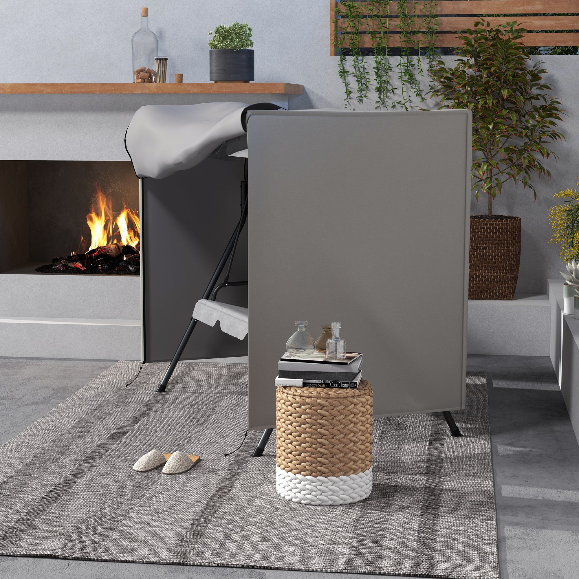 Three-Seater Swing Chair Protective Cover Oxford Cloth - Light Grey