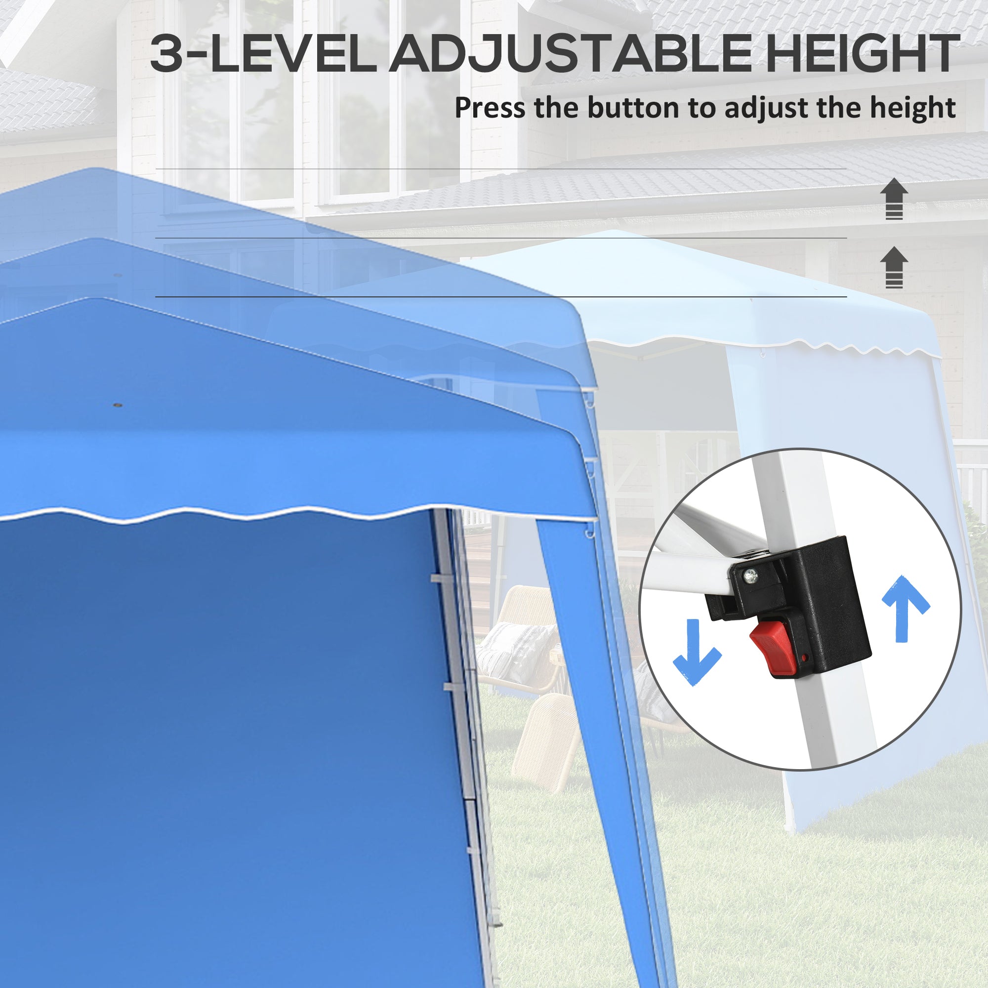 2.4m Pop Up Gazebo with Sides UV50+ Protection - Blue
