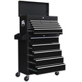 19 Drawer Two-Part Lockable Tool Storage Chest with Wheels - Black