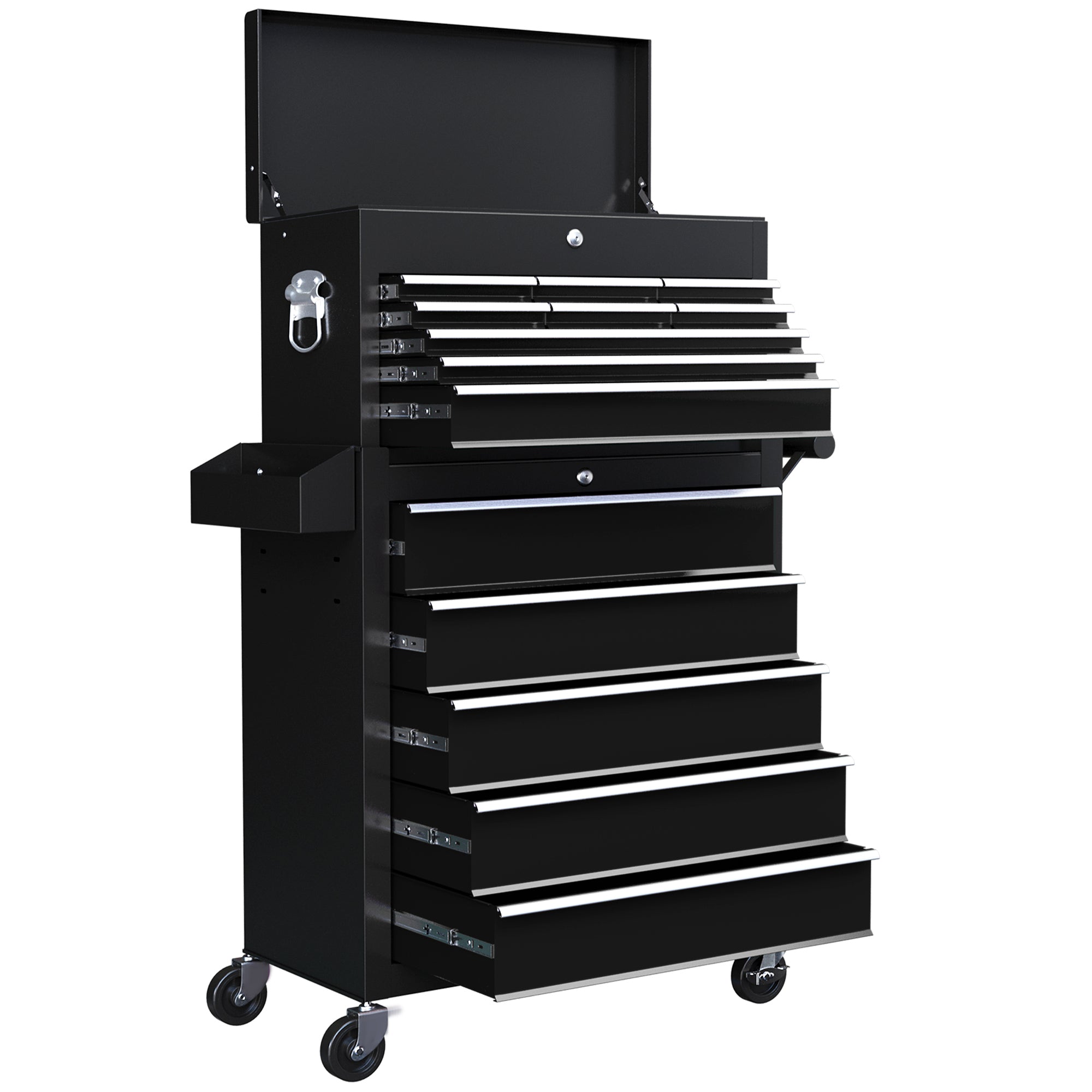 19 Drawer, Two-Part Tool Storage Chest on Wheels - Black