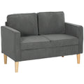 Small Two-Seater Corduroy Sofa with Storage - Grey