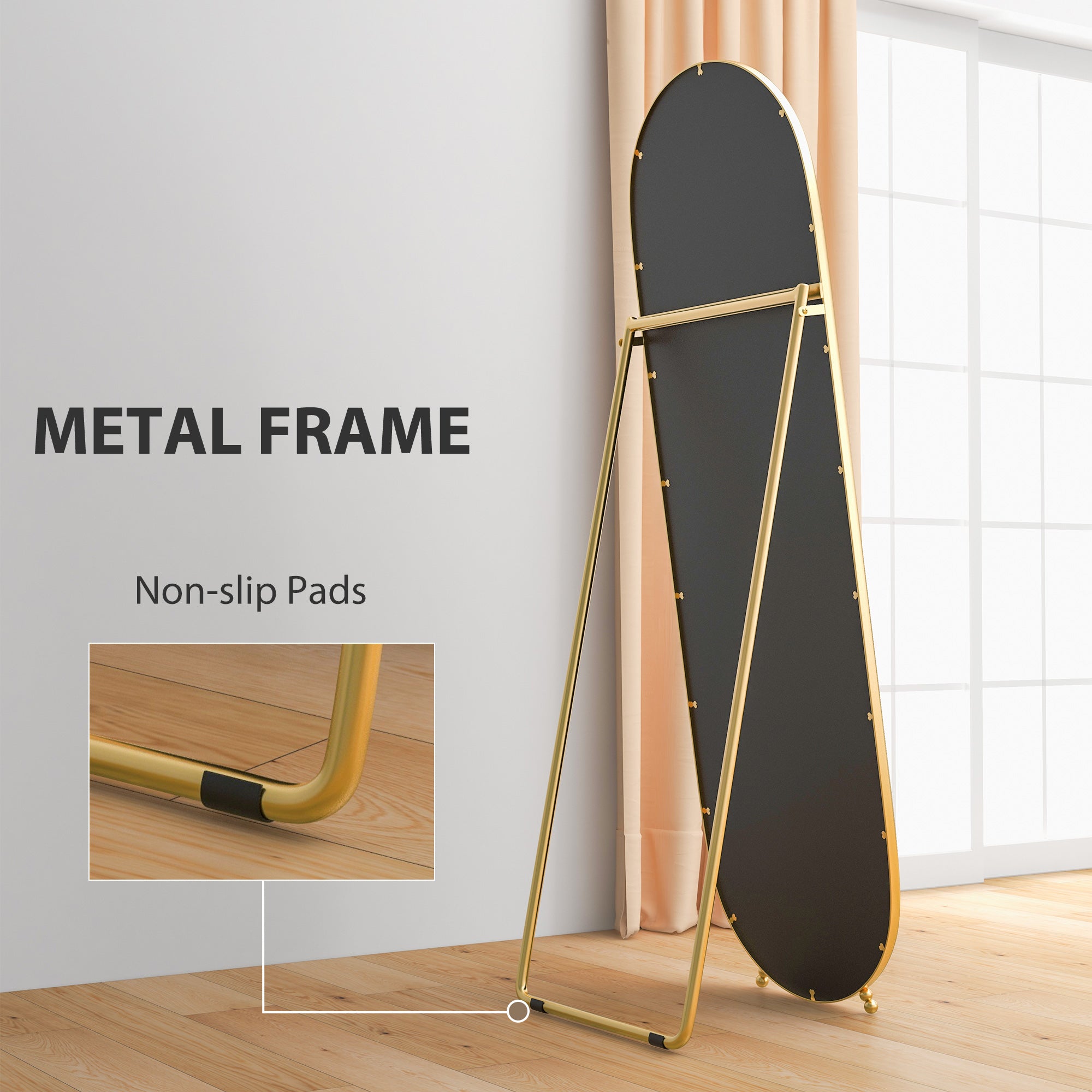 Two-Way Curved Full Length Mirror - Black