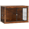 Extra Large Dog Crate Furniture with Flip-Up Top and 2 Doors - Rustic Brown