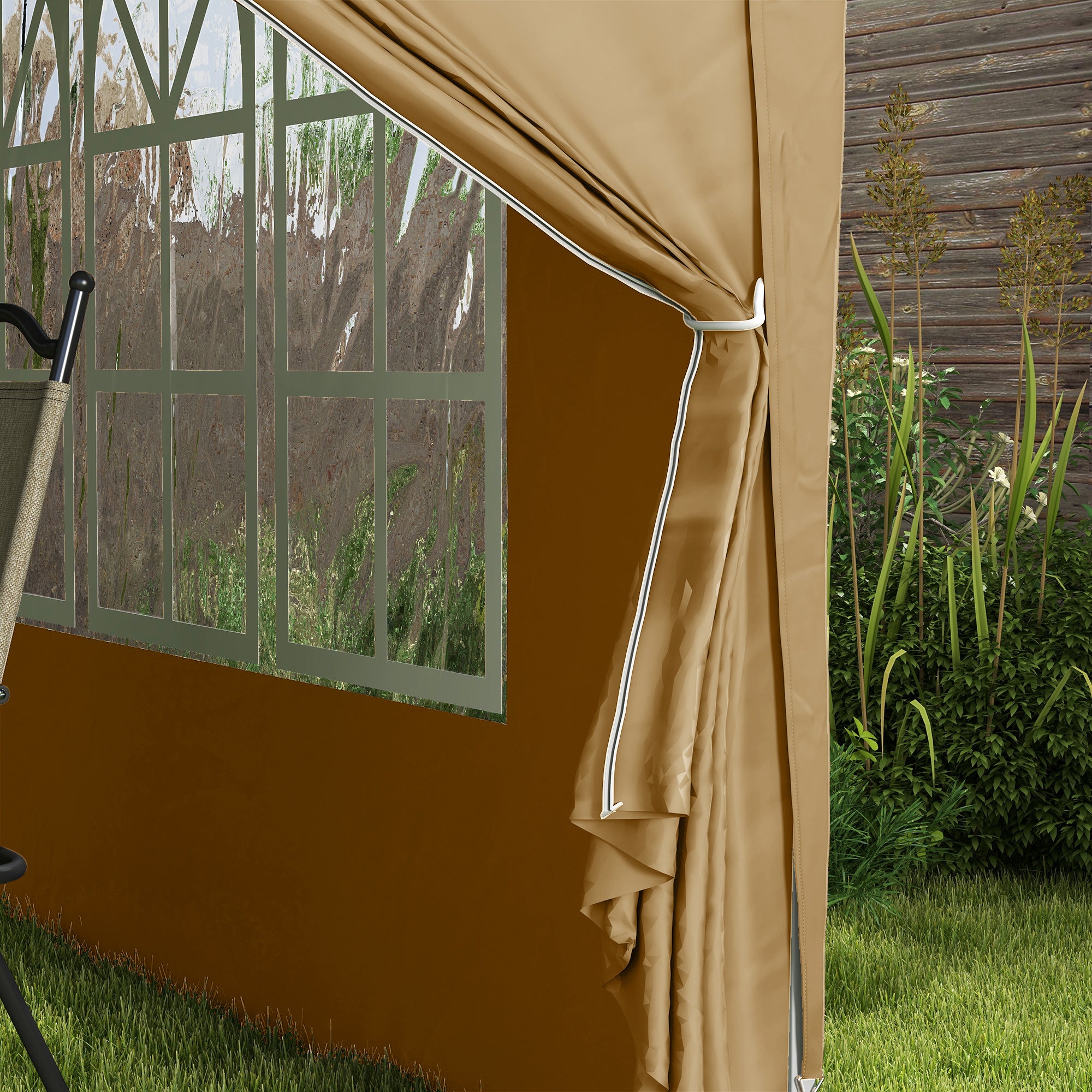3 by 3 Metre Pop Up Gazebo with Removable Walls - Khaki