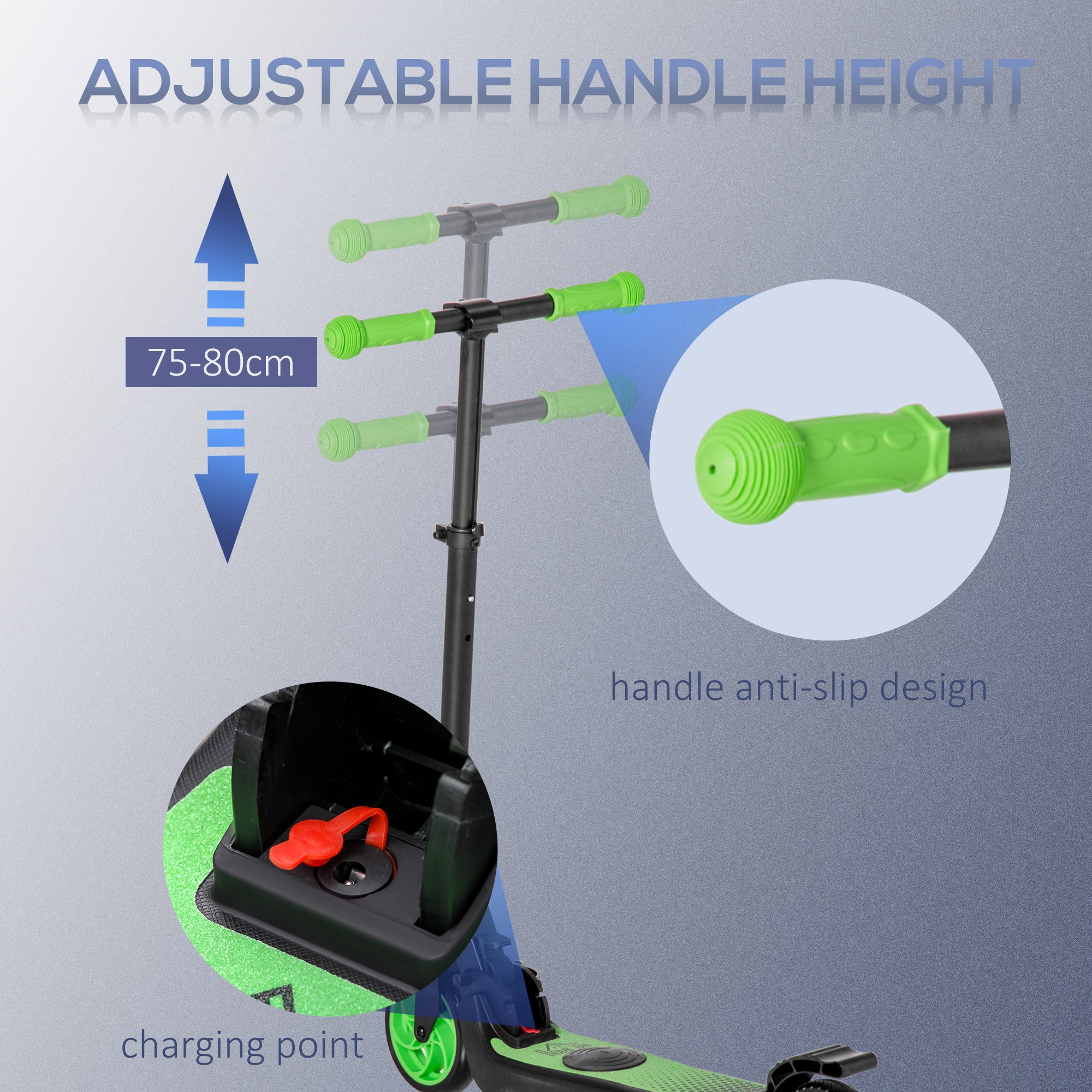 Folding Electric Scooter with Brake, for Ages 6+ Years, 8km/h Maximum Speed, Green