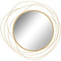 Abstract Metal Wire Wall Mirror with Hanging Accessories - Gold Tone