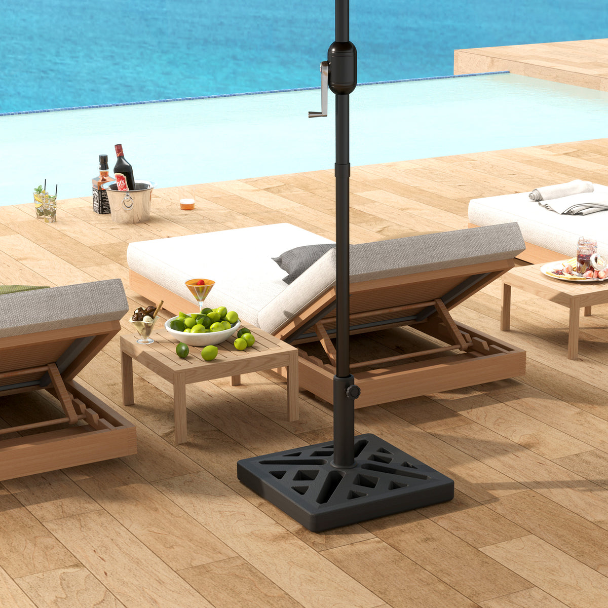 15kg HDPE Garden Parasol Base with Cut-Out Design - Black