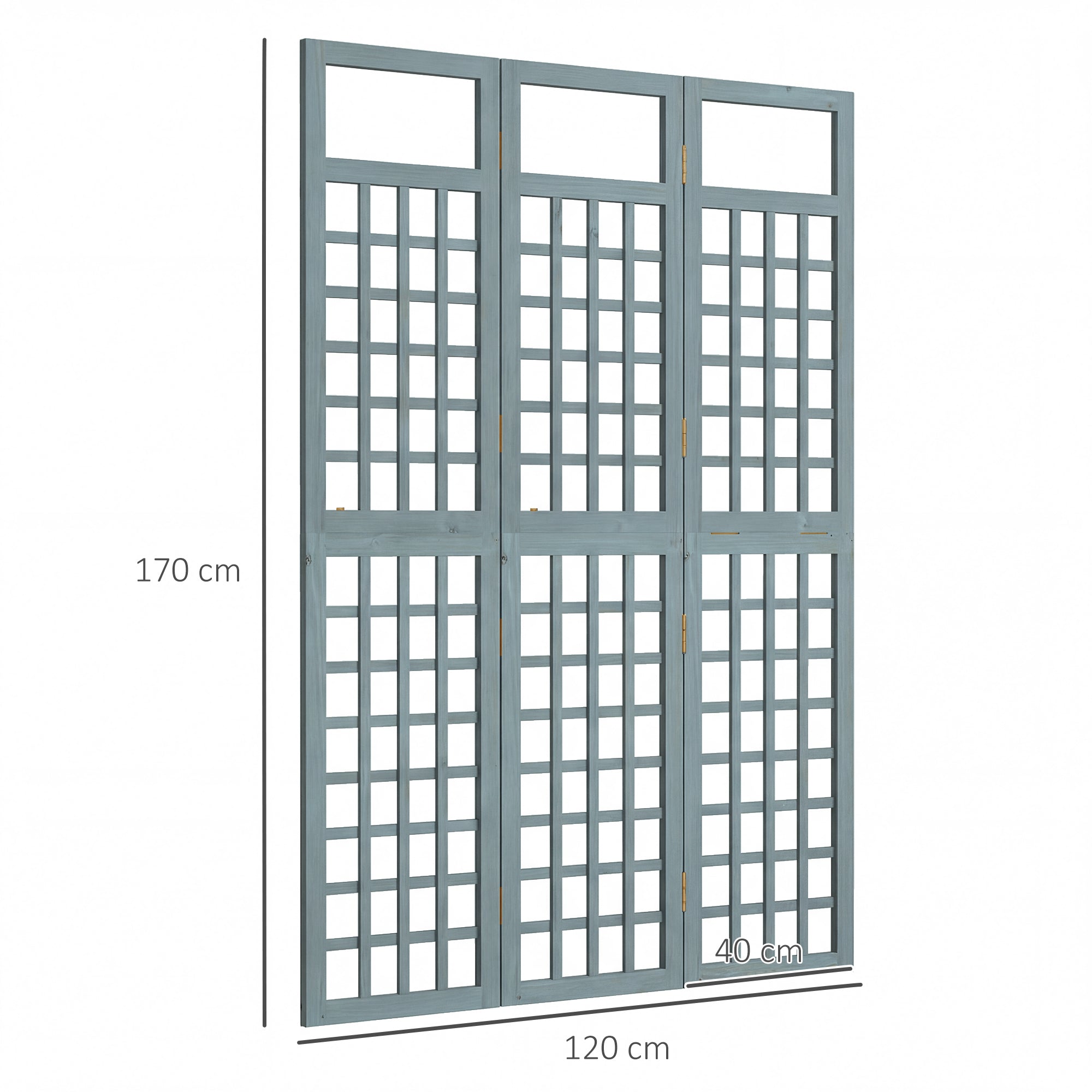 3-Panel Garden Privacy Screen, Freestanding Foldable Wooden Outdoor Divider/Trellis, Decorative Privacy Screen, Grey