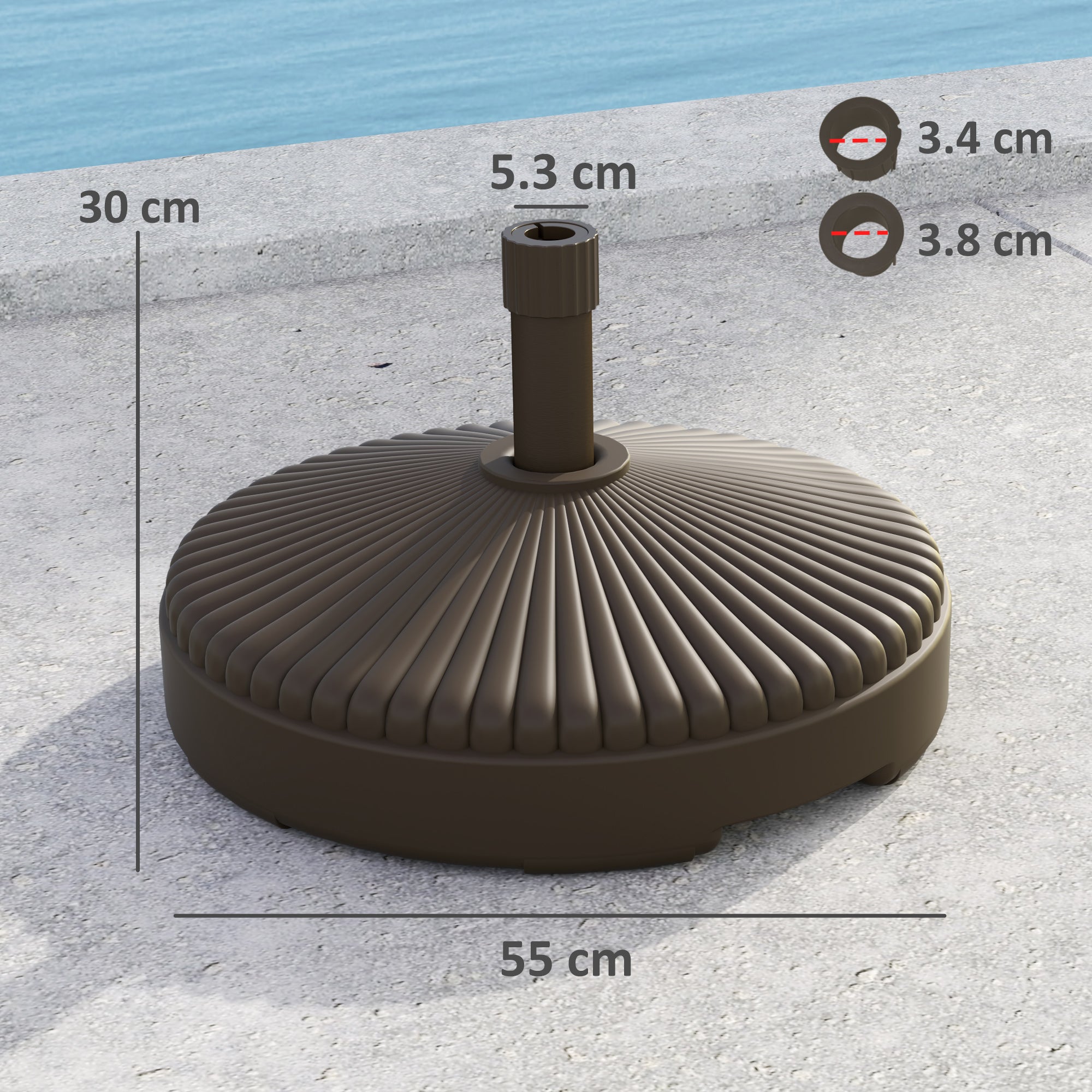 Garden Parasol Base Holder 28kg Sand Filled Outdoor Stand Brown