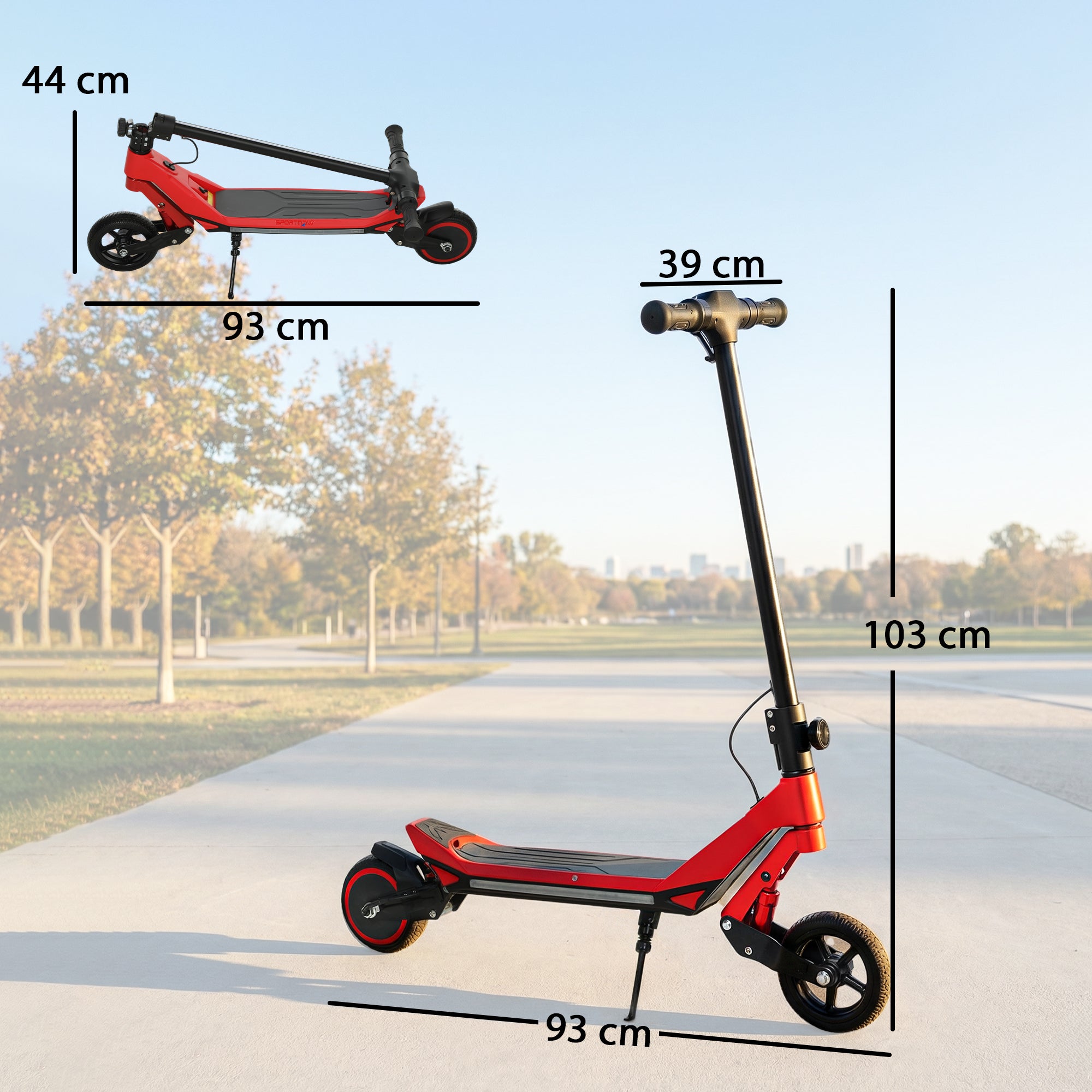 Electric Scooter for Kids, Foldable E Scooter for Age Age 6+ with LED Display, RGB lights, Up to 16km/h, Red