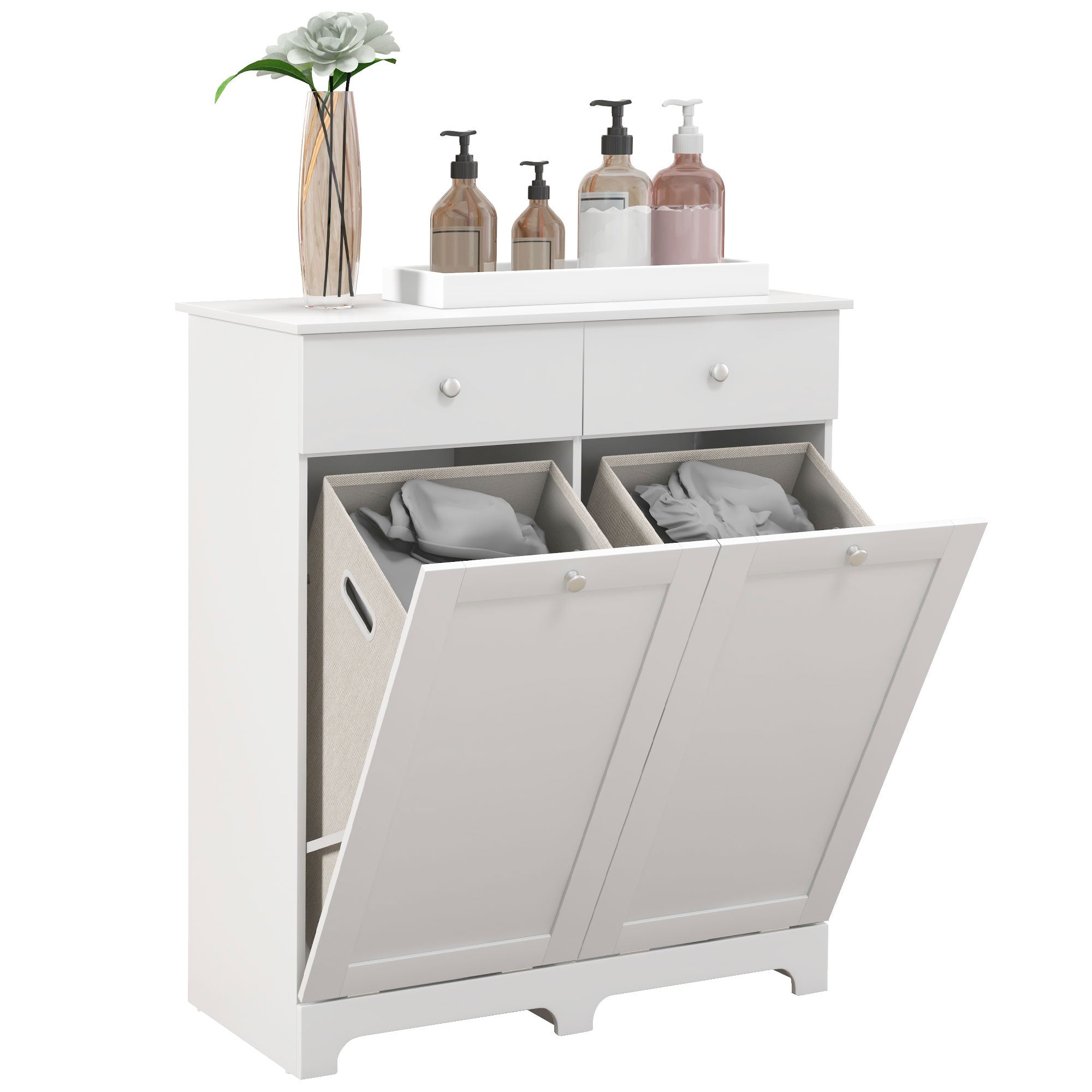 Duo Hamper Laundry Storage Cabinet - White