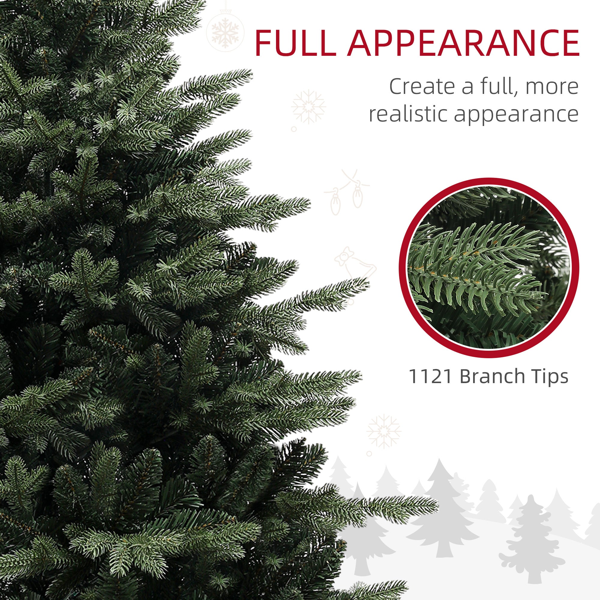 5ft Artificial Spurce Christmas Tree with 1121 Branch Tips and Foldable Steel Base, Realistic Hinged Xmas Tree, Holiday D©cor for Home Office, Green