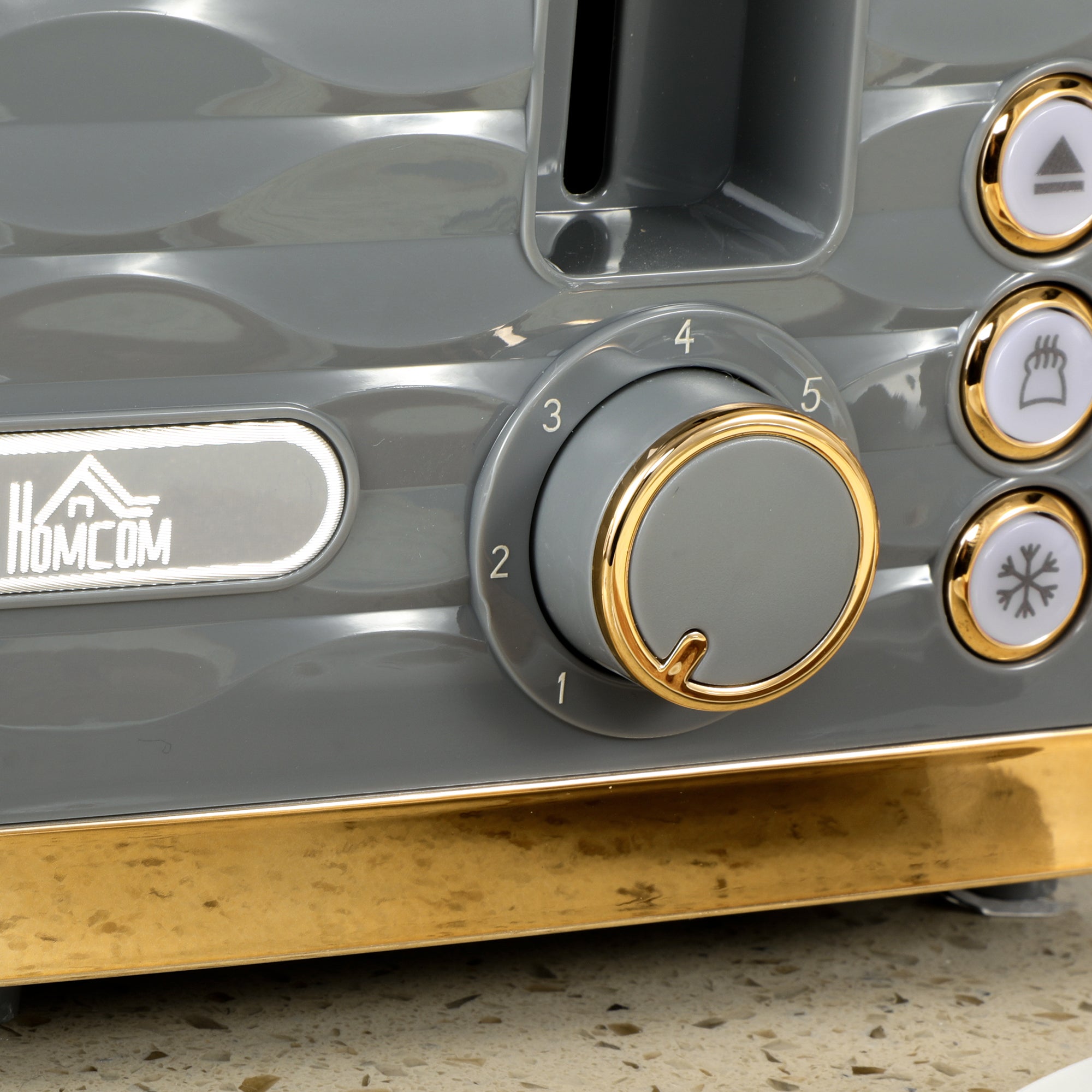 Four-Slice Rippled Toaster with 7 Settings and Safety Features - Grey